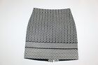 J Crew Womens Black & Creamy White Pencil Skirt Geometric Print Lined Size 4 P
