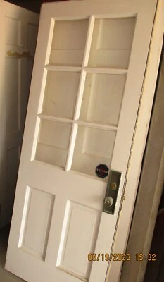 PUERTA EXTERIOR MADERA 6 PANELES CRISTAL 2 PANELES VERTICALES 32 X 79 ENVIAMOS Foto 1 de 4