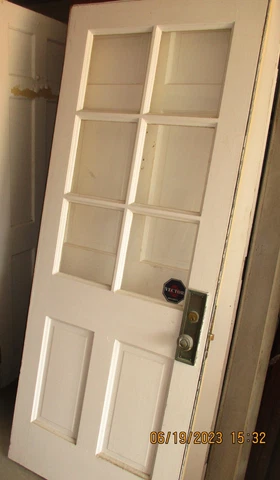 EXTERIOR WOOD DOOR 6 PANES GLASS 2 VERTICAL PANELS  32 X 79  WE SHIP Cover