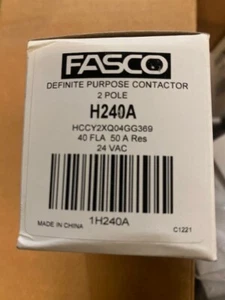 Fasco Definite Purpose Contactor 2 Pole H240A 40 FLA 50 A Res 24 Vac (NEW) - Picture 1 of 1