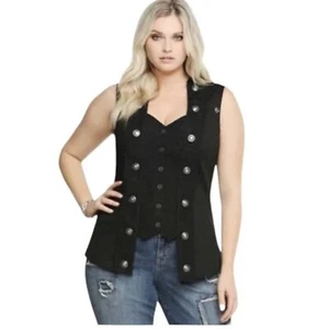 Tripp NYC Daang Goodman Tapered Lace Goth Punk Shirt br Vest, Black - Size 1X. - Picture 1 of 12
