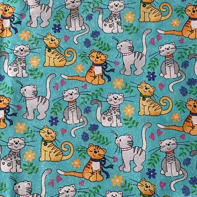 Fabric Cat Print by Laurie Campbell/Patty Reed 2017 La Di Draw 1+ Yard Glitter - Image 1 of 4