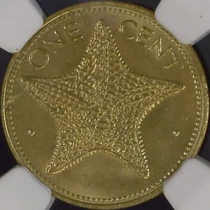 BAHAMAS. 1974, 1 Cent - NGC MS66 - Top Pop 🥇 Commonwealth, Starfish, RARE - Picture 1 of 6