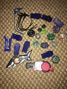 Lot Of 30+ Beyblades Metal Fusion Pieces Rip Cords Launchers