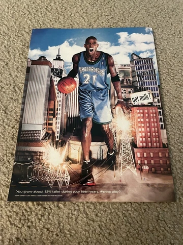 Vintage 2001 KEVIN GARNETT GOT MILK? Poster Print Ad MINNESOTA TMBERWOLVES Cover