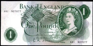 Bank of England, O'Brien, £1 (1960), erste Serie A81 927077, GVF - Bild 1 von 2