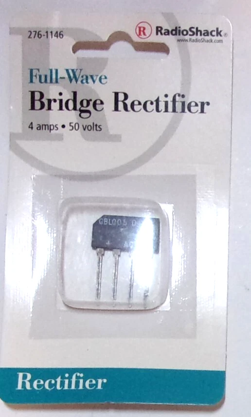 Radio Shack #276-1146 Full-Wave Bridge Rectifier 4 amps 50 volts   NEW Foto 1 de 1