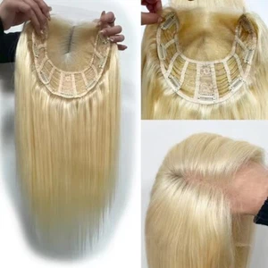 8"x8" Light Blonde Swiss Lace Closure Topper Remy Human Hair Women Toupee #613 - Picture 1 of 10