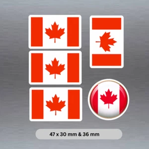 5 small Canadian Flag vinyl stickers 47 x 30 mm & 36 mm round Canada - Picture 1 of 4