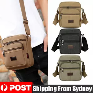 Retro Men's Canvas Shoulder Messenger Bag Crossbody Satchel Travel Man's Bags AU - Picture 1 of 15