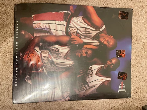 Houston Rockets Brand New 1996 poster. Barkley, Olajuwon, Drexler. Apollo III Cover