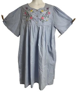 Granada House Coat House Dress Plus size 2X with Pockets Baby Blue Floral - Picture 1 of 9