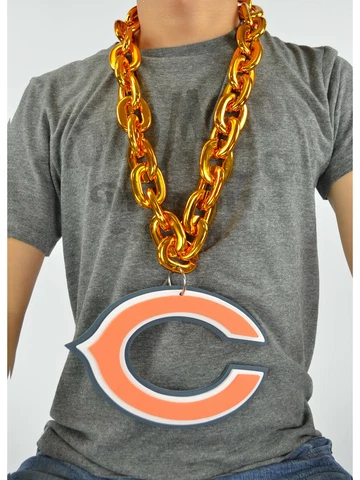 New NFL Chicago Bears ORANGE Fan Chain Necklace Foam Made in USA Cover