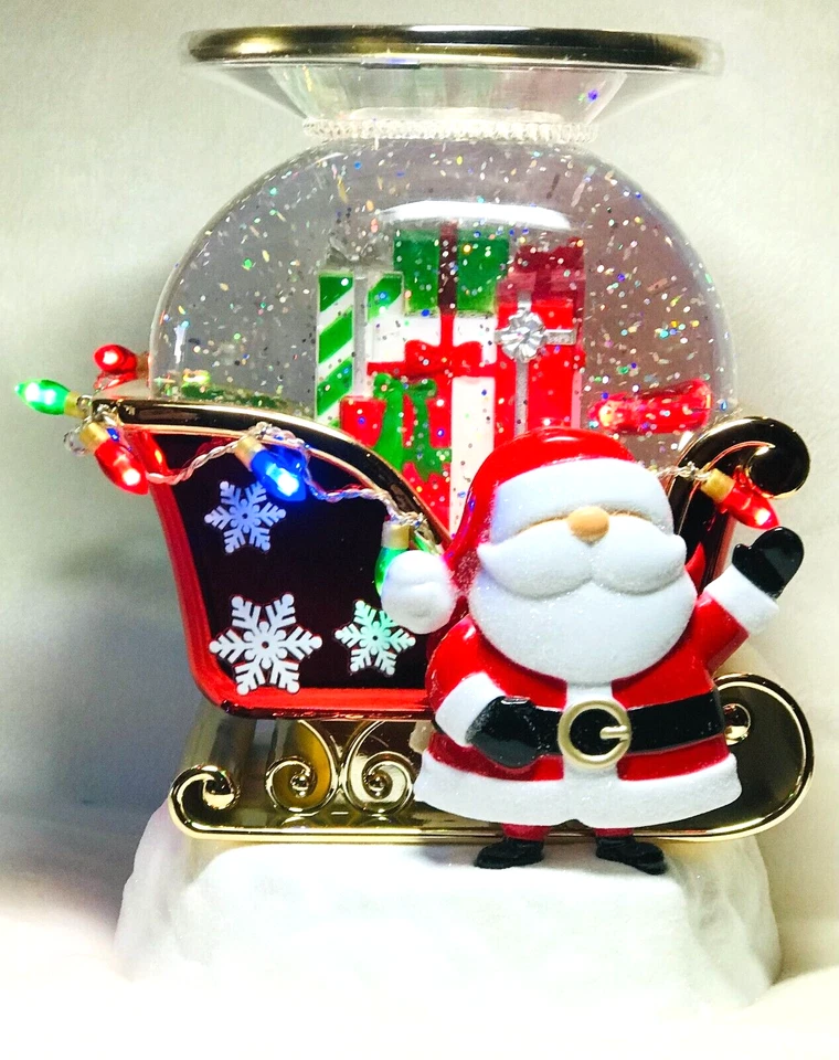 2023 Bath and Body Works SANTA SLEIGH Water Globe Jar Holder Lights Up