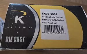 K Line K693-1931 diecast Reading "O" Scale Flat Car W/ Steel Pipe Load - Picture 1 of 8