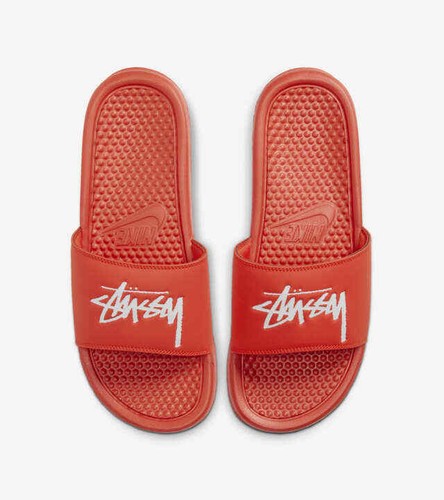 Nike UOMO Benassi x STUSSY SLIDES TAGLIA 11 Habanero Rosso NUOVISSIME