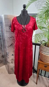 LADIES Bias cut dress Vintage Velvet red PLUS size 18 XL BOHO steampunk Bohemian - Picture 1 of 6