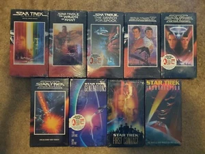 Star Trek 9 Movies VHS  1-6 + Generations, First Contact & Insurrection, SEALED! - Picture 1 of 12