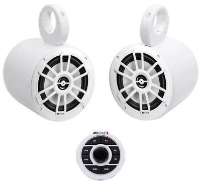 MB QUART GMR1.5S2W Marine Gauge Bluetooth Receiver+(2) White 6.5" Tower Speakers - Image 1 of 4