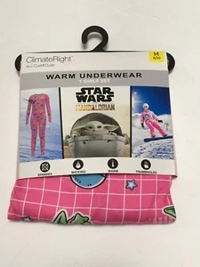 CuddlDuds Girls Medium 8/10 Thermal Top & Pant Set - Pink Mandalorian Grid - Picture 1 of 2