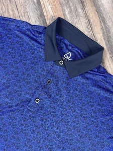 Polo Deolax Hombre 2XL Azul Abstracto Estampado Geométrico Rendimiento Elastizado Golf - Imagen 1 de 8