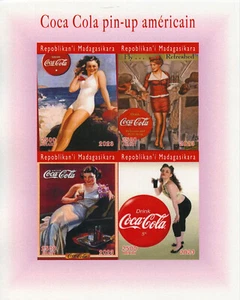Madagascar 2023 MNH Art Stamps Coca Cola American Pin-ups Posters 4v IMPF M/S II - Picture 1 of 1