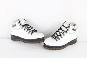 Vintage 90s Lugz Mens 9 Distressed Leather Hip Hop Hiking Mountain Boots White - Picture 1 of 13