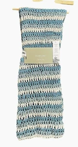 Ganchillo a mano Shabby Chic tiro afgano azul blanco 50x60 Coastal Cottagecore NUEVO - Imagen 1 de 7