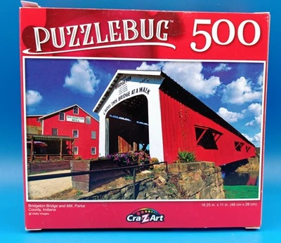Puzzlebug Bridgeton Bridge and Mill, Parke County Indiana 500 pieces 18.25 x 11 - Image 1 of 4