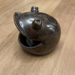 Big Mouth Brown Ceramic Frog Sink Scrub Desk Storage Homemade Pottery Signed SG - Picture 1 of 6