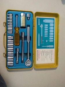 Vintage 21 Piece Corsair 1/4" and 3/8" Drive Metric Socket Wrench Set Good Shape - Picture 1 of 7