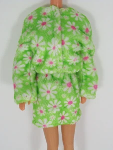 BARBIE FASHION Green Velour Skirt & Jacket Suit W/ White & Pink Daisies Set - Picture 1 of 4