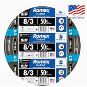 Southwire 50 pies 8/3 trenzado Romex SIMpull CU NM-B con cable G - Imagen 1 de 11