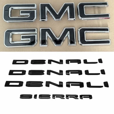 Kit de placa emblema GMC Denali Sierra OEM parrilla para 2019+ Sierra cromo negro Foto 1 de 4