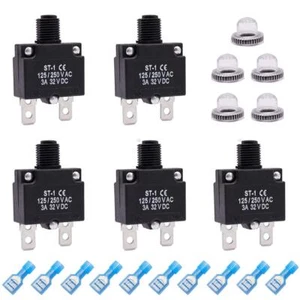 5Pcs 3Amp Circuit Breakers Push Button Manual Reset 125/250V AC 32V DC,Overlo... - Picture 1 of 5