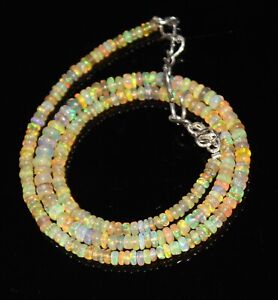 39CRT Natural Ethiopian Welo Fire Opal  Beads 3To5MM 16'' Necklace  B5