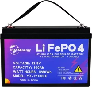 12V 100Ah Lifepo4 5000+ Deep Cycle Battery Pack for RV Power Solar System 100A - Picture 1 of 8