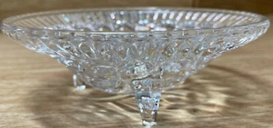 Vintage cut crystal bowl thumbprint 3 footed candy dish floral clear Farmhouse - Picture 1 of 10