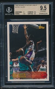 1997 Kenner Starting Lineup rc #2 Ray Allen topps rookie BGS 9.5 - Picture 1 of 2