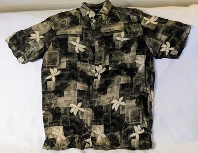 Axcess Men's Size Small Claiborne Company Black Floral Hawaiian Shirt - Image 1 of 4