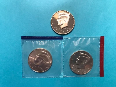 1997 P D S  Kennedy Half Dollars  Mint Cello  2-Unc &1-Proof  FREE SHIP  3 Coins - Image 1 of 2