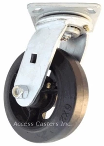 6PRCS 6" x 2" Swivel Plate Caster, Mold on Rubber Wheel, 450 lbs Capacity - Picture 1 of 2