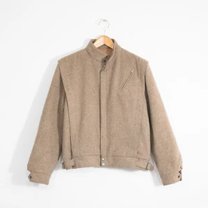 Vintage American Male Wool Bomber Jacket Mens 42 - Brown Distressed Lined USA - Bild 1 von 15
