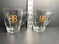 2 Baileys Clear Glass Coffee Mug Cups  Gold Logo B