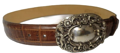 Cinturón Brighton Croc 1993 vintage 1,3" ancho marrón talla M limpio cupido hebilla antigua Foto 1 de 4
