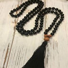 8Mm Natural Black Agate Gemstone 108 Beads Mala Necklace Fashion Accessory