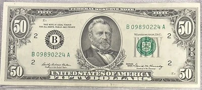 1969 New York $50 Dollar Bill Fr. 2114-B FRN B09890224A 50BL83 CRISP,NICE SER. # - Image 1 of 2