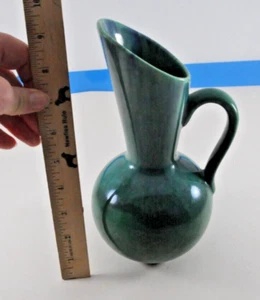 Mid Century Vintage Royal Haeger Blue Glaze Ceramic Pitcher Vase 9" - Picture 1 of 7