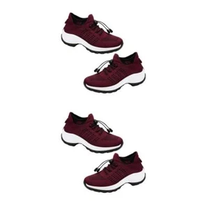 2pcs Womens Walking Sock Sneakers Lady Knitted Stretch Casual Shoes Spring - Picture 1 of 12