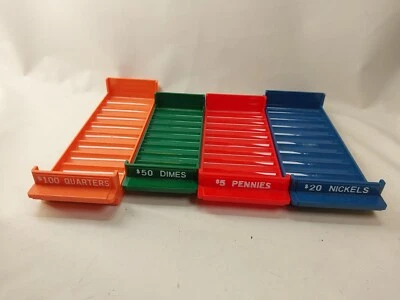 MMF Porta-Count Rolled Coin Storage Trays (4) Red, Blue, Green, Orange Holders - Imagem 1 de 4